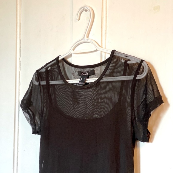 Sheer-Overlay Mini Dress - Picture 1 of 4